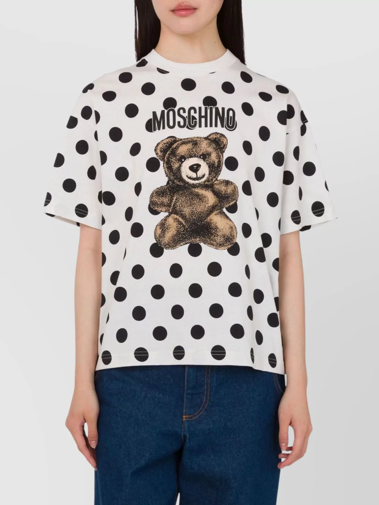 Moschino Teddy Bear Printed Organic Cotton Jersey T-shirt In White