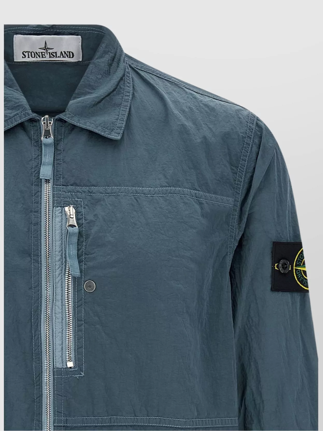 Stone Island Overshirt With Logo Badge And Chest Pocket