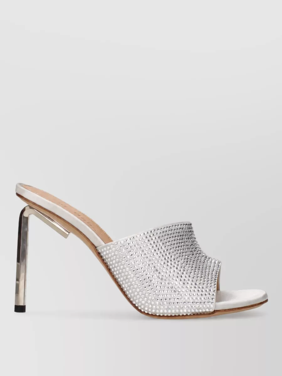 Off-White Satin Stiletto Heel Mules