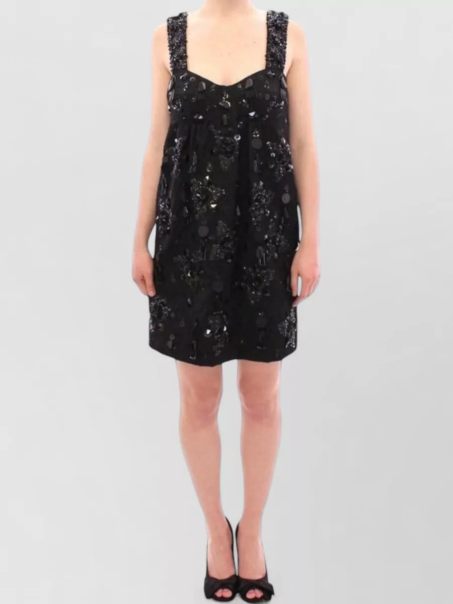 Dolce&Gabbana silk floral-print crystal-embellished sleeveless mini dress