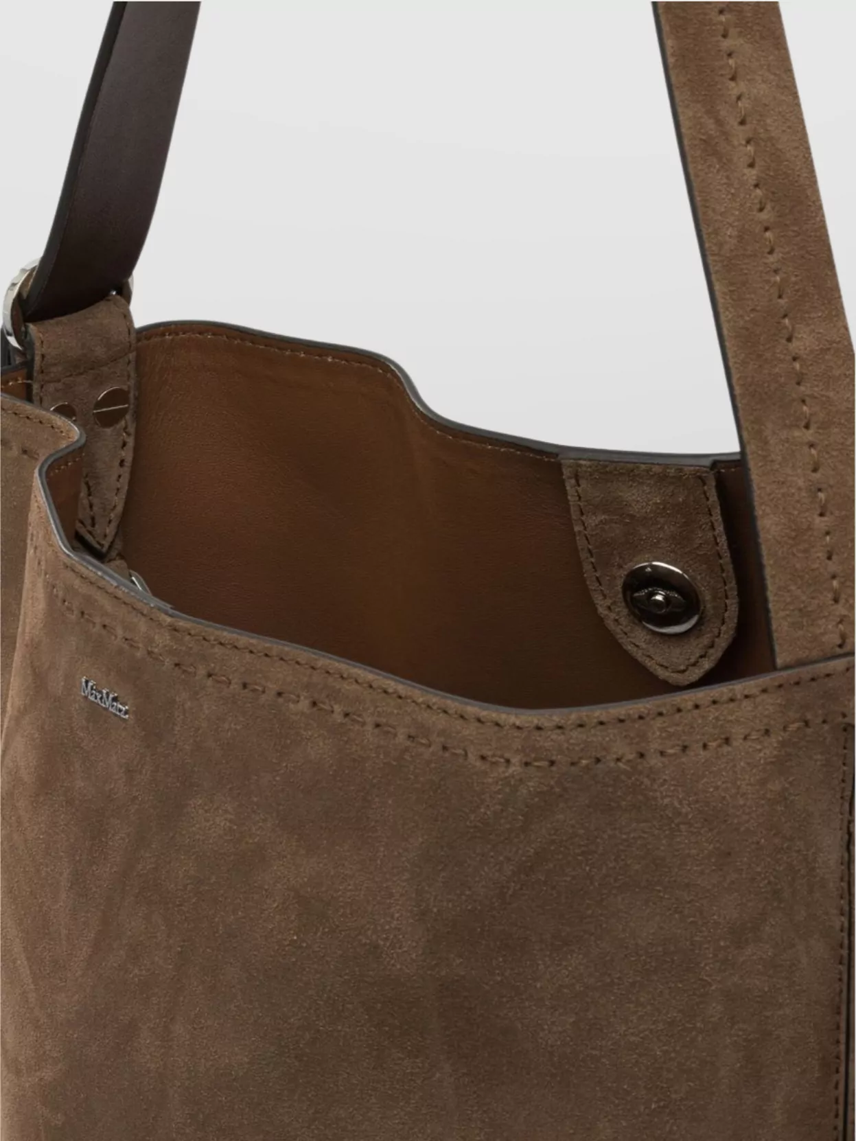 Max Mara Suede Finish Shoulder Bag With Adjustable Strap