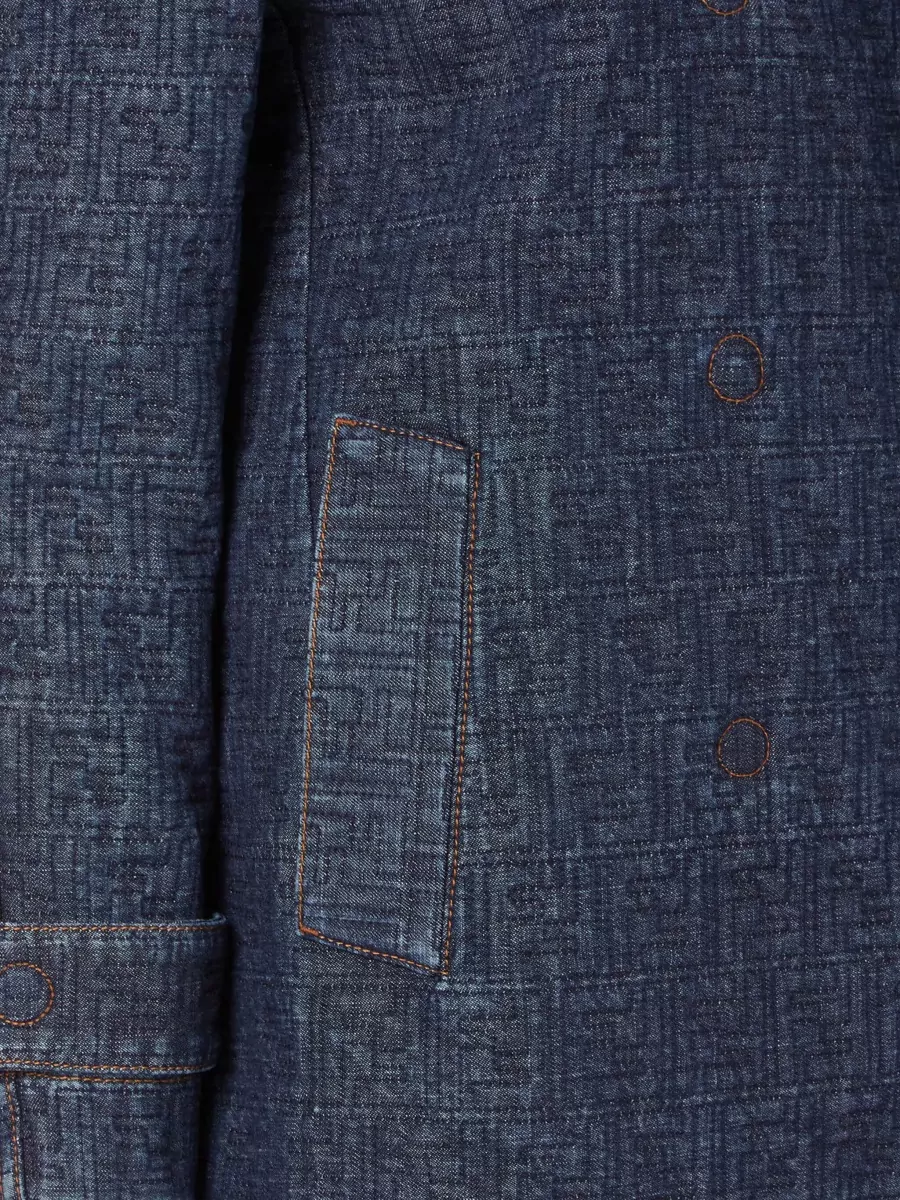 Fendi Padded Denim Caban Coat Double Breasted In Blue