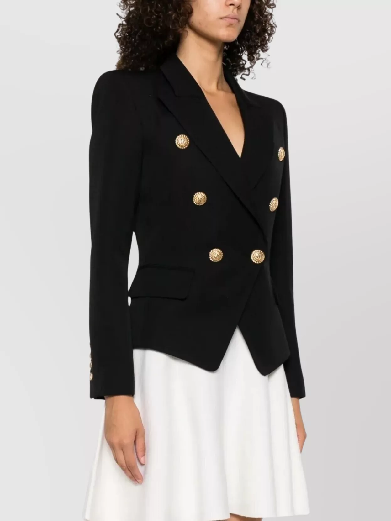Balmain Wool Fitted Jacket Gold Buttons