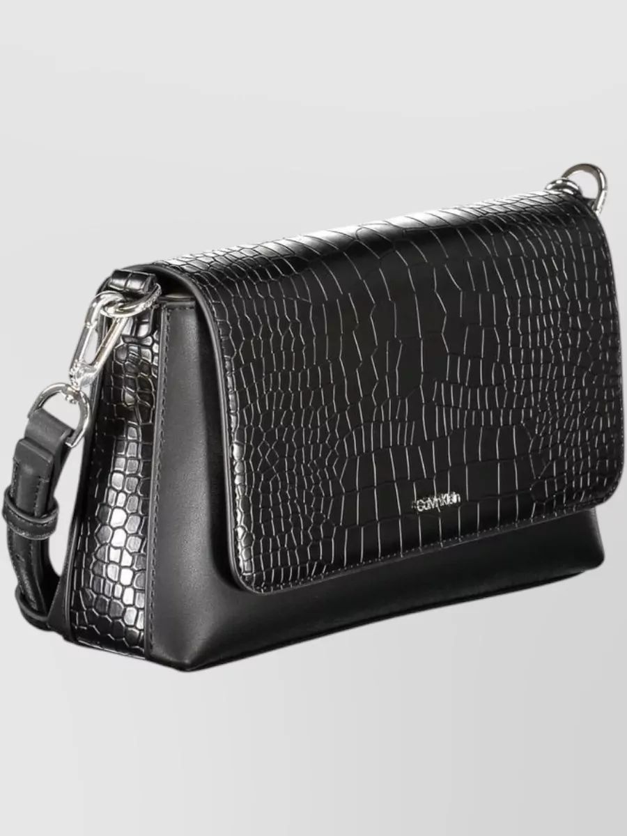 Calvin Klein Croc Embossed Shoulder Bag