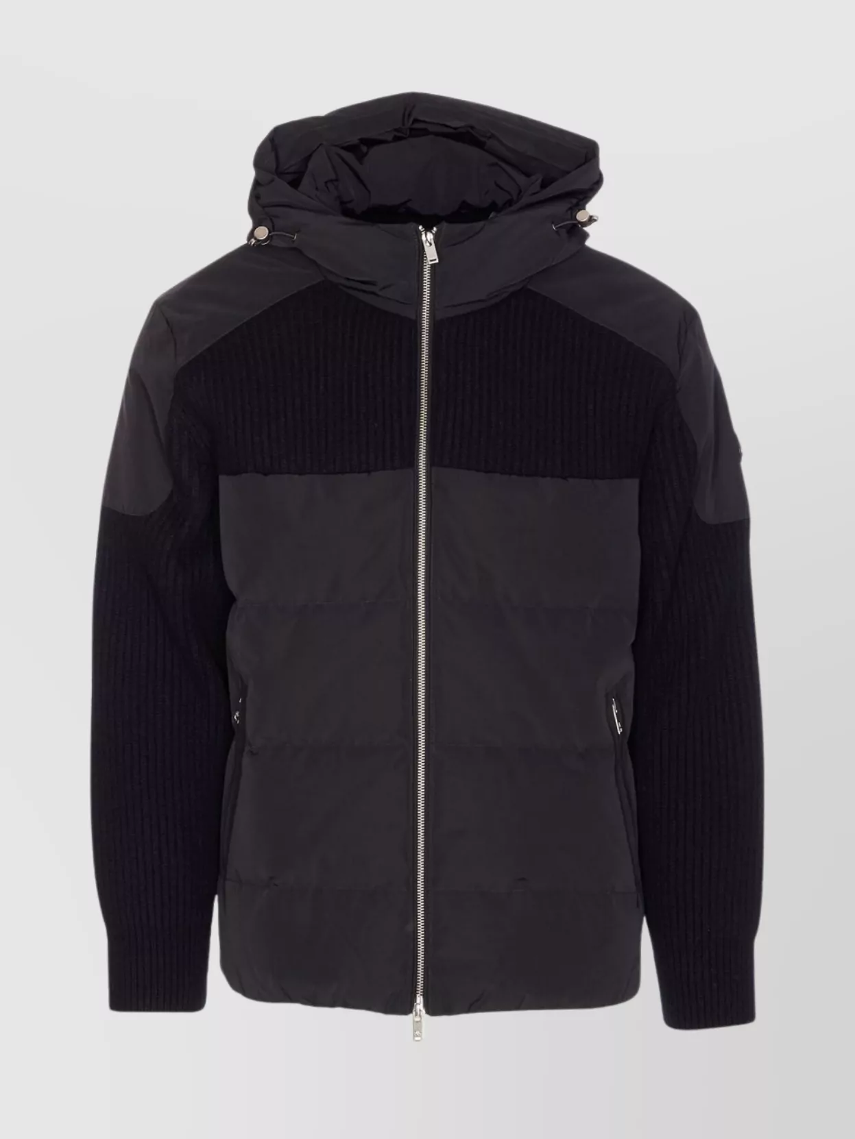 Moose Knuckles Hooded Jacket With Ribbed Texture And Zip Pockets In Black
