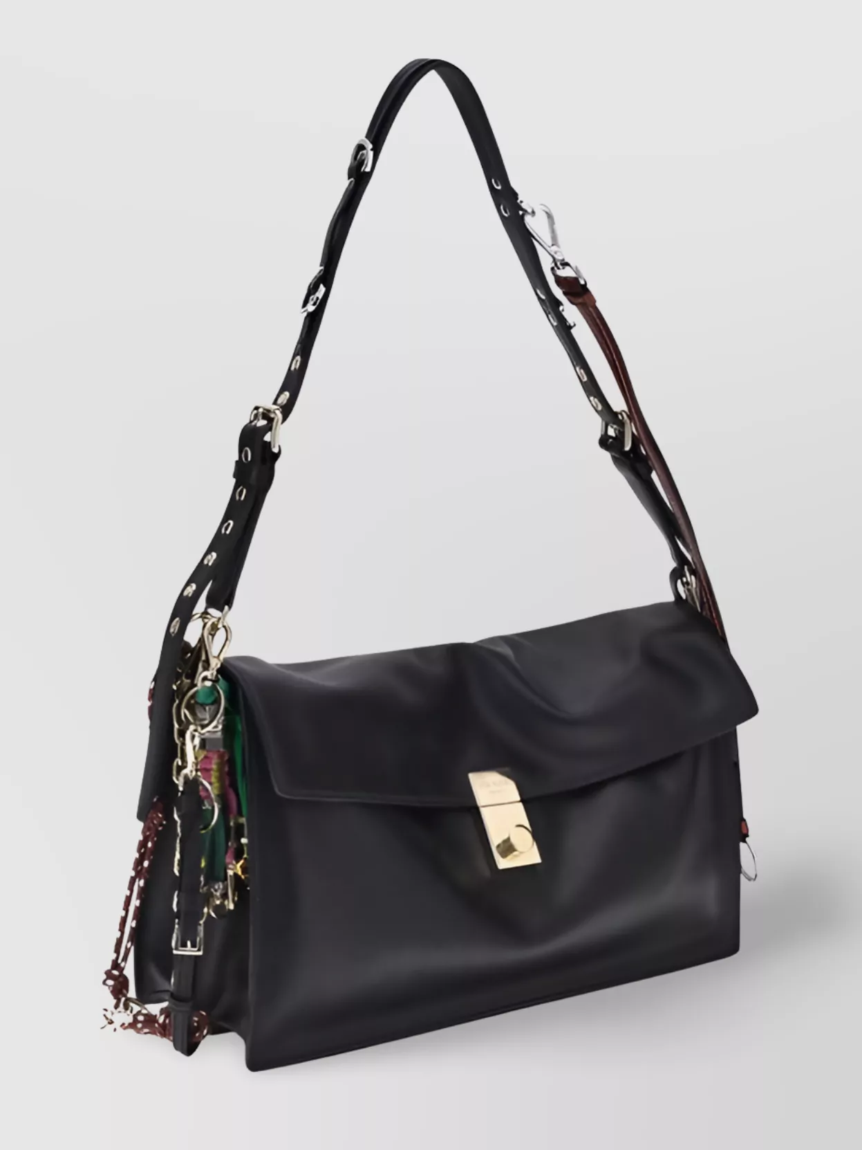 Prada Soft Large Leather Shoulder Bag In Black