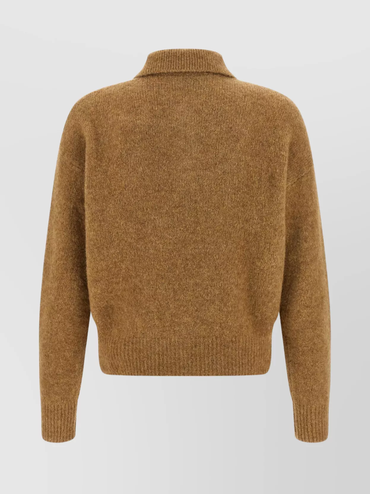Ami Alexandre Mattiussi Camel Stretch Alpaca Blend Polo Shirt In Brown