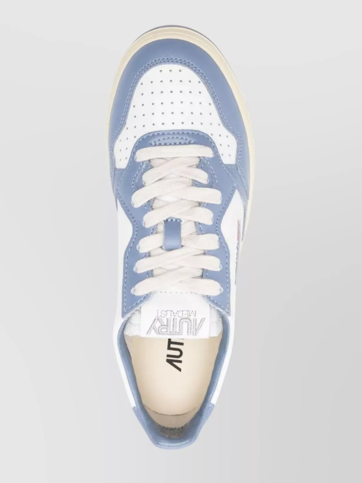 Autry Medalist Low Sneakers Leather Bicolor Paneling Perforated Sole In White