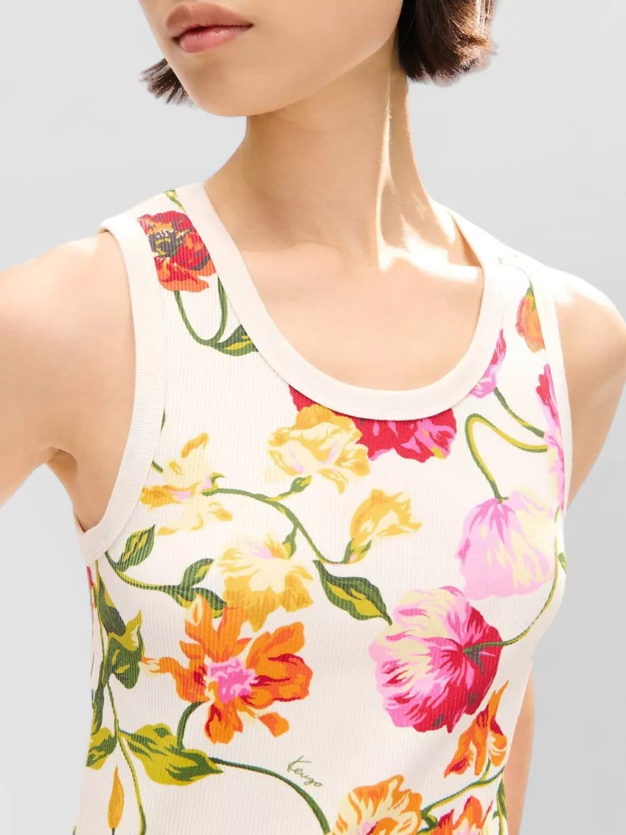 Kenzo Ribbed Floral-Print Tank Top
