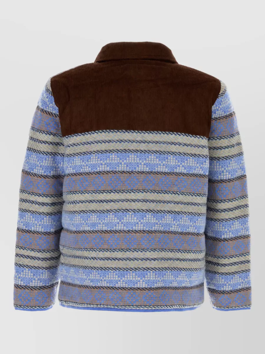 Guest In Residence Wool Cashmere Geometric Striped Padded Jacket