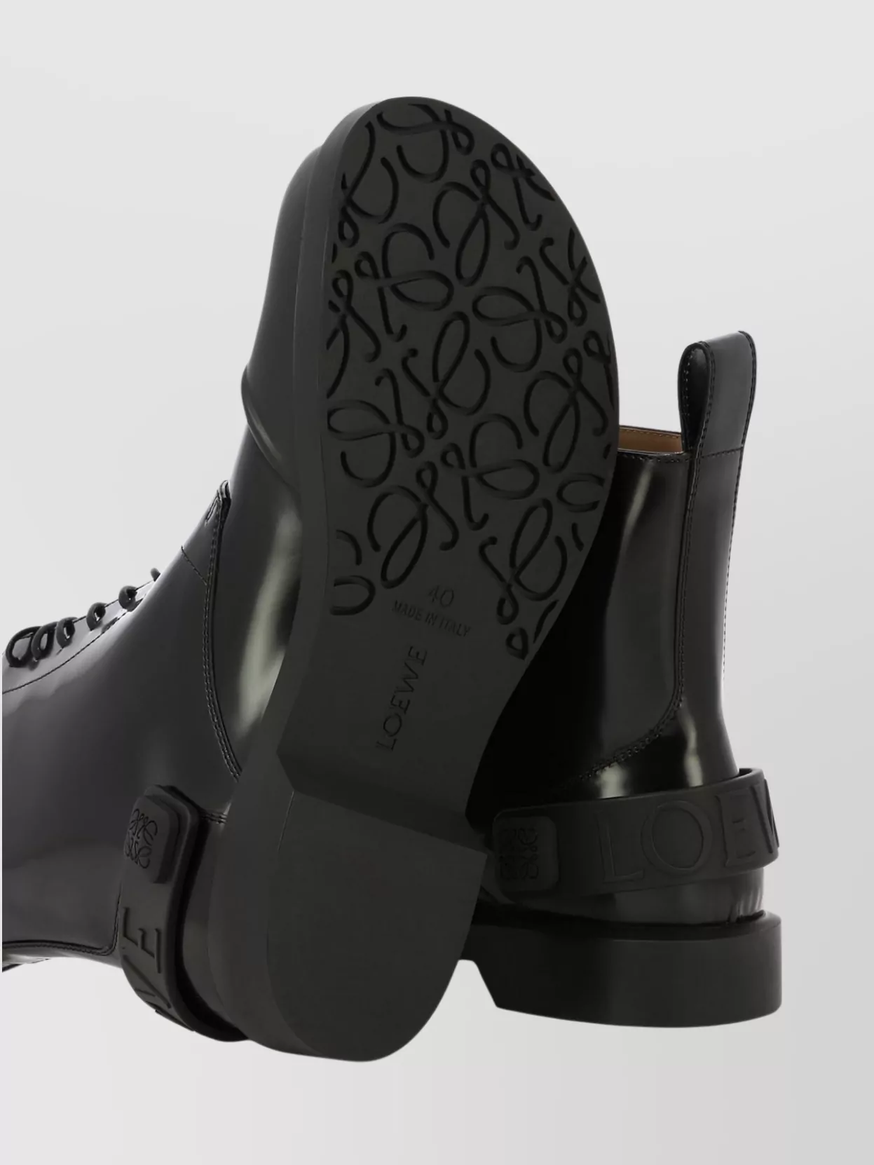 Loewe Lace-up Boots With Pull Tab And Round Toe In Black