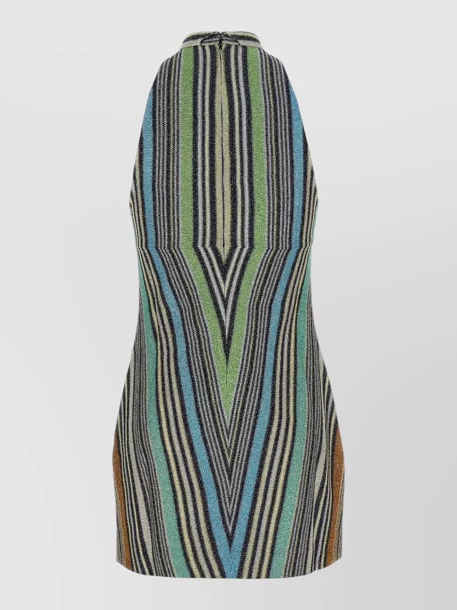 Missoni Striped Lamé Cutout Sleeveless Mini Dress