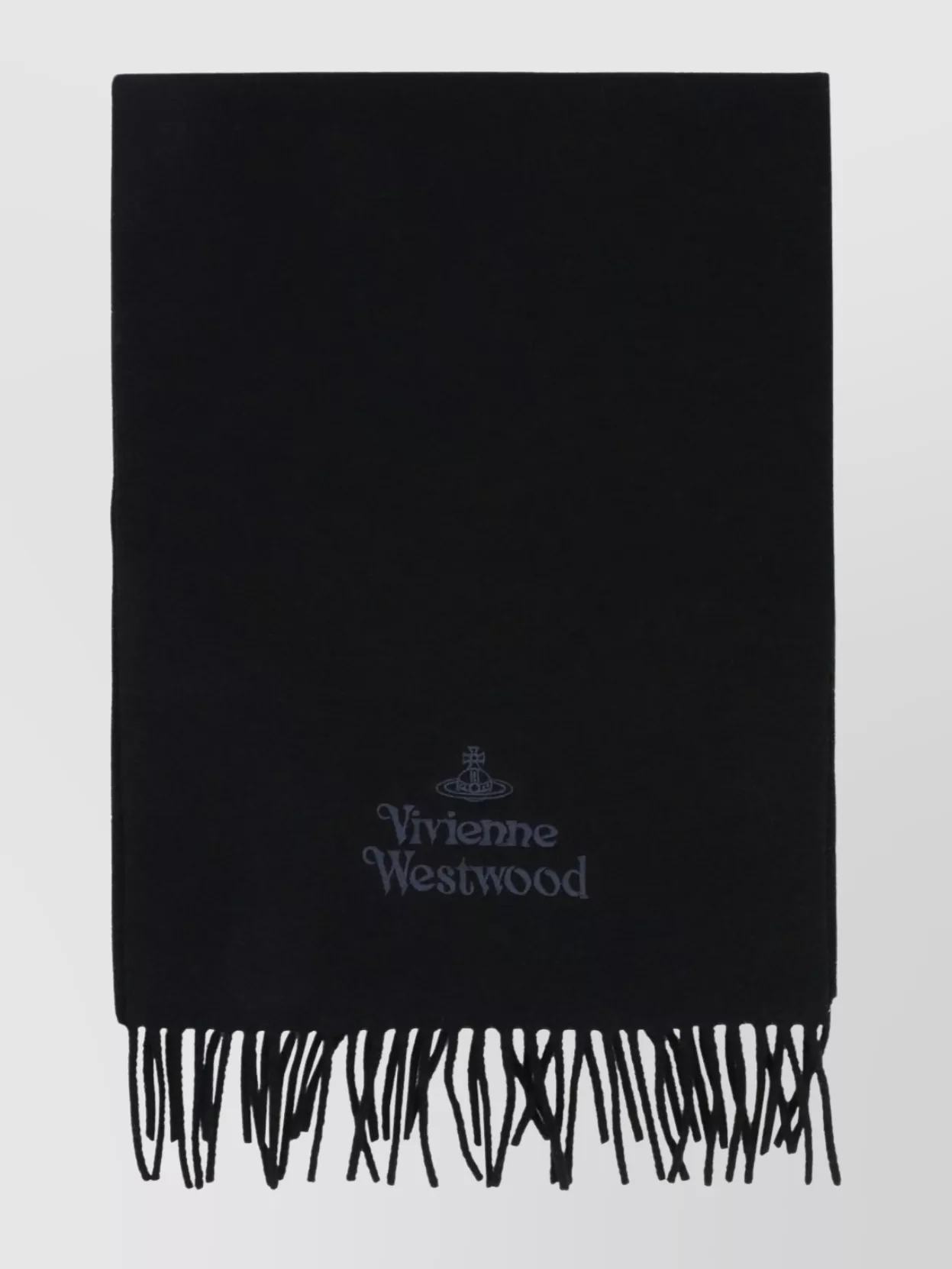 Vivienne Westwood Soft Wool Scarf Featuring Fringe Detail In Black