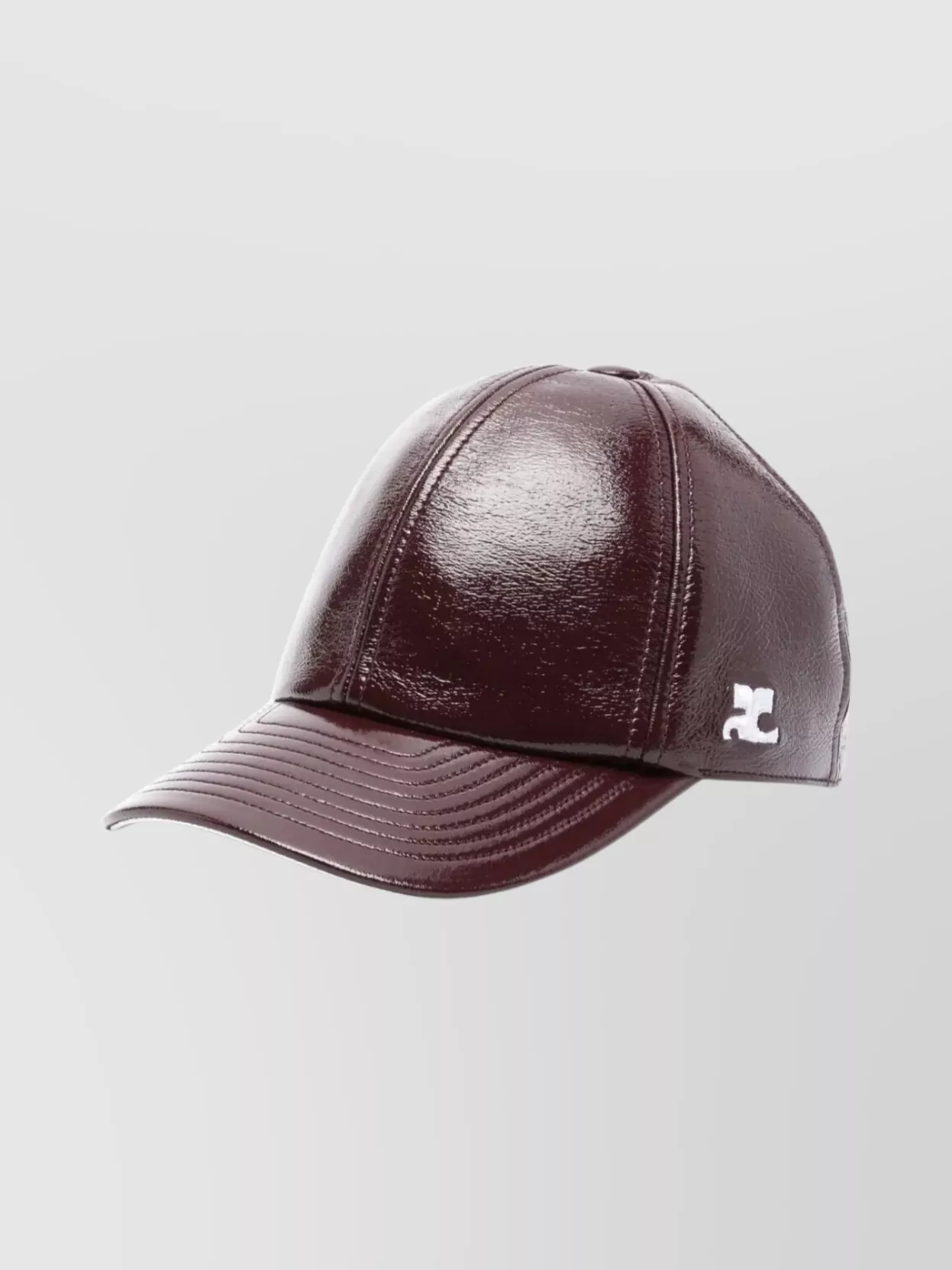 Courrèges Vinyl Cap With Curved Brim And Panels In Burgundy