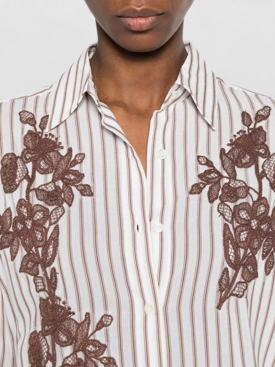 Ermanno Firenze Striped Embroidered Shirt