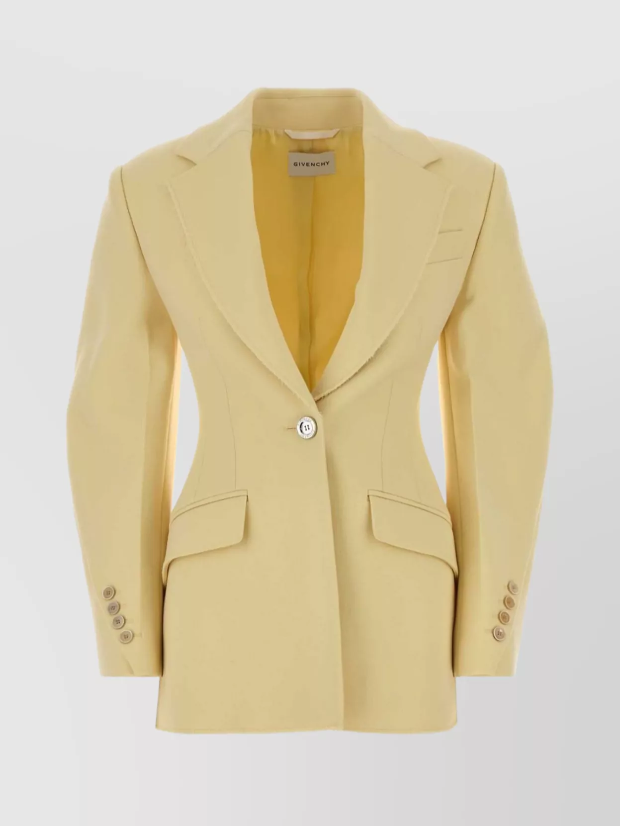 Givenchy Single-breasted Cocoon Jacket In Wool In Yellow