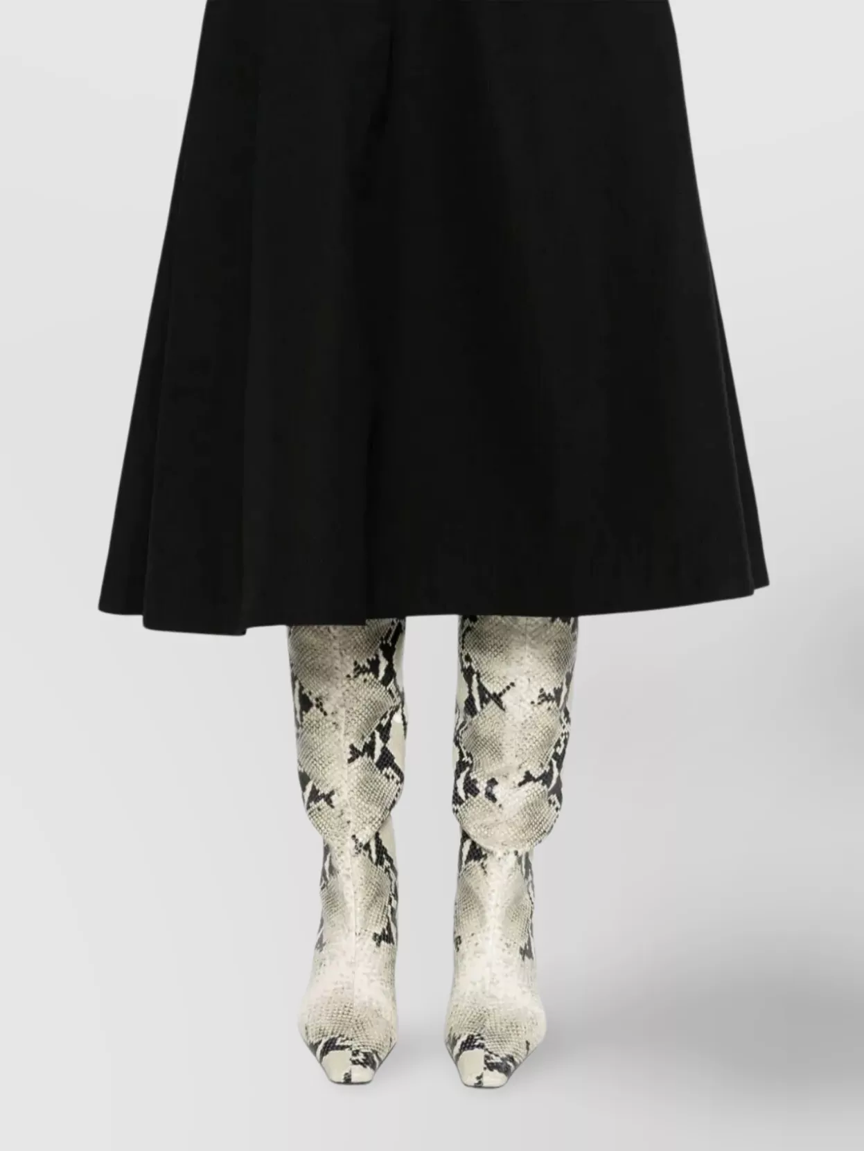 Shop Bottega Veneta Flared High-waisted Midi Skirt In Black