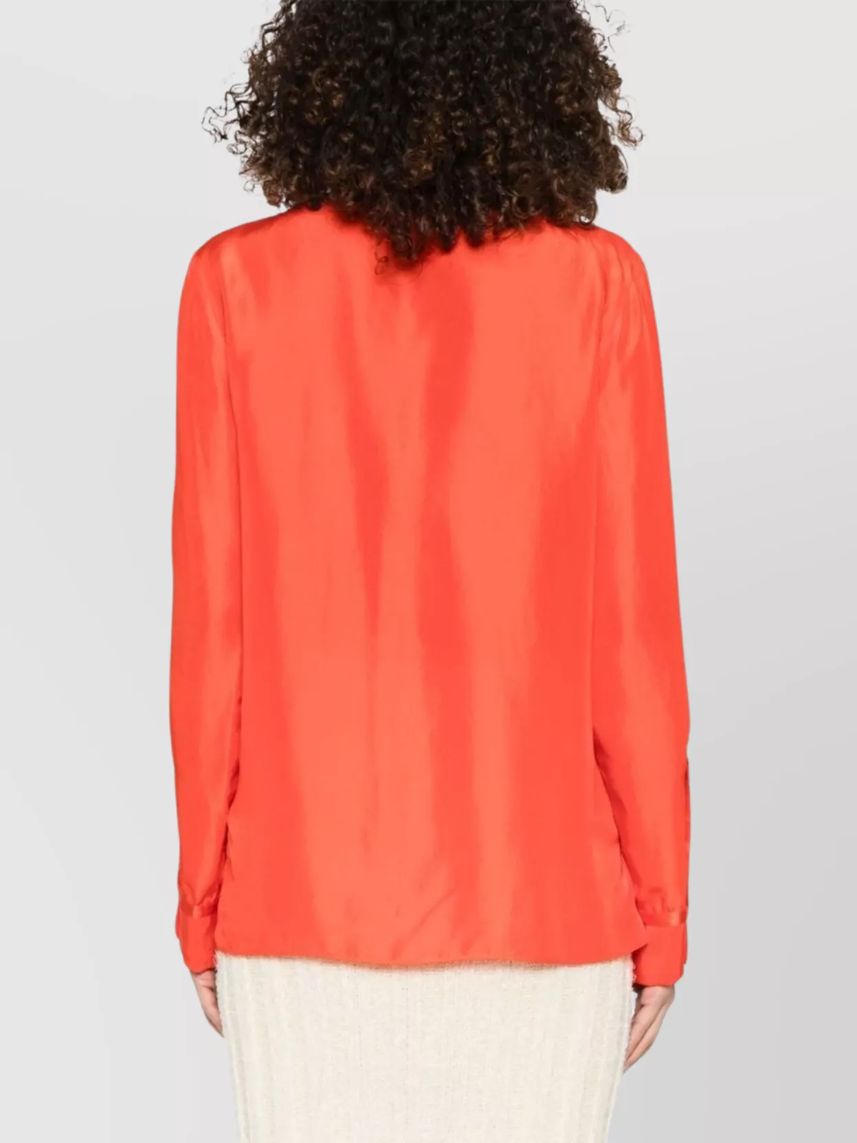 Forte Forte Habotai Orange Shirt With Mandarin Collar And Chest Pocket In Silk Woman