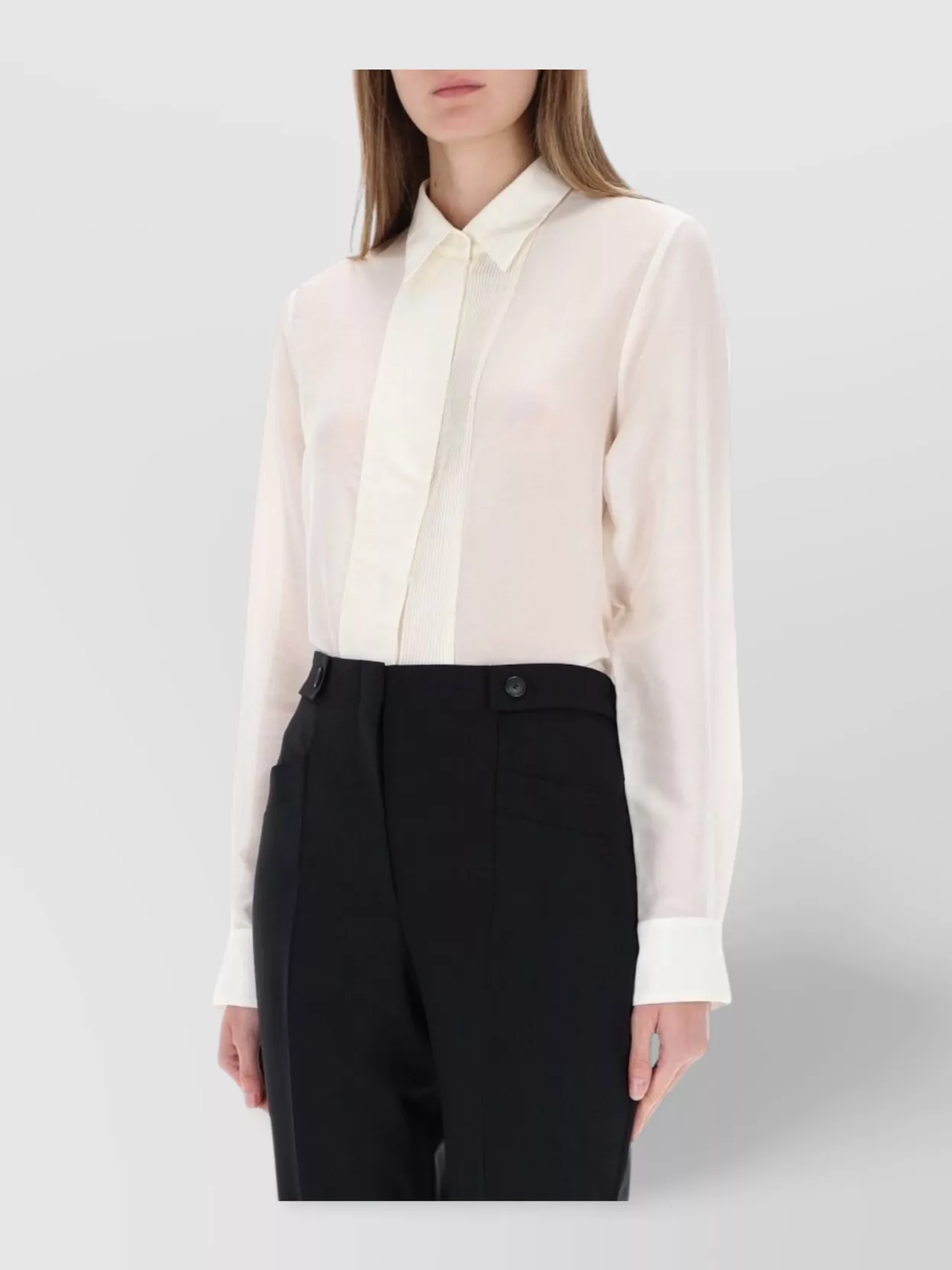 Boss Sheer Long Sleeve Top With Buttoned Cuffs