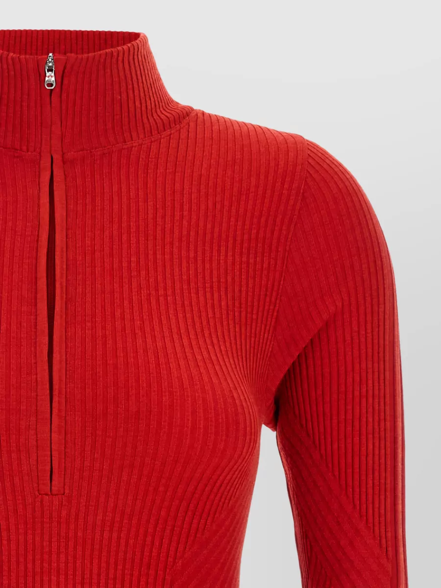 Perfect Moment Ribbed Wool Blend High Neck Long Sleeve Bodysuit