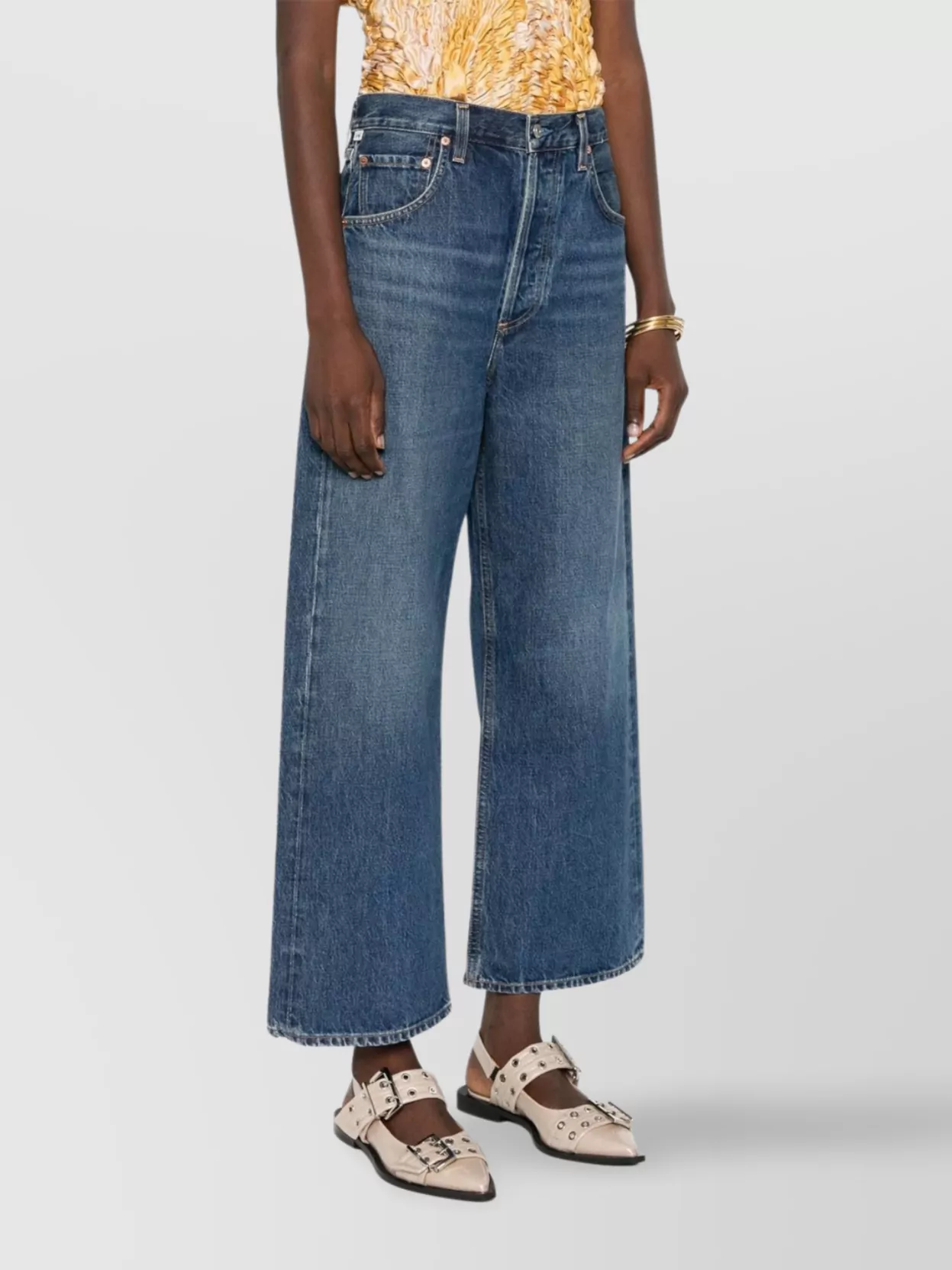 Shop Citizens Of Humanity Wide-leg Jeans With Belt Loops And Contrast Stitching