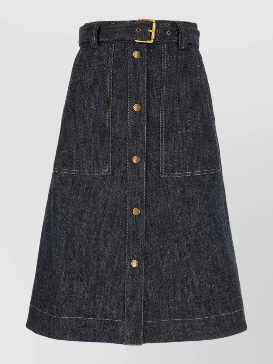 Moncler denim a-line midi skirt