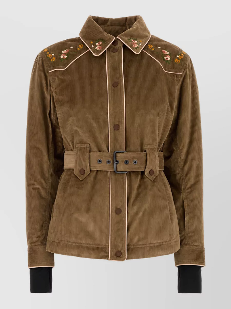 Moncler Grenoble Olenne corduroy down jacket belted waist