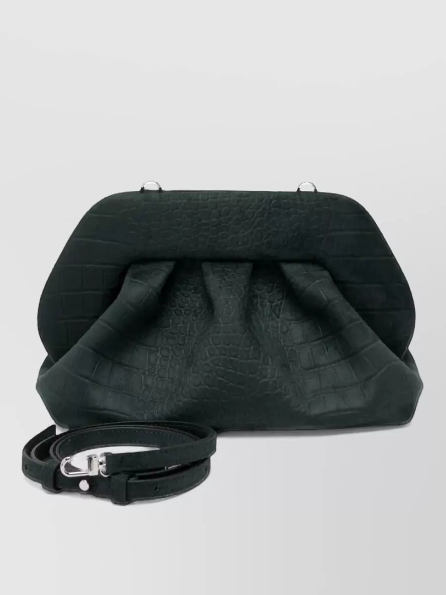 Themoiré bios medium suede croc-effect clutch bag