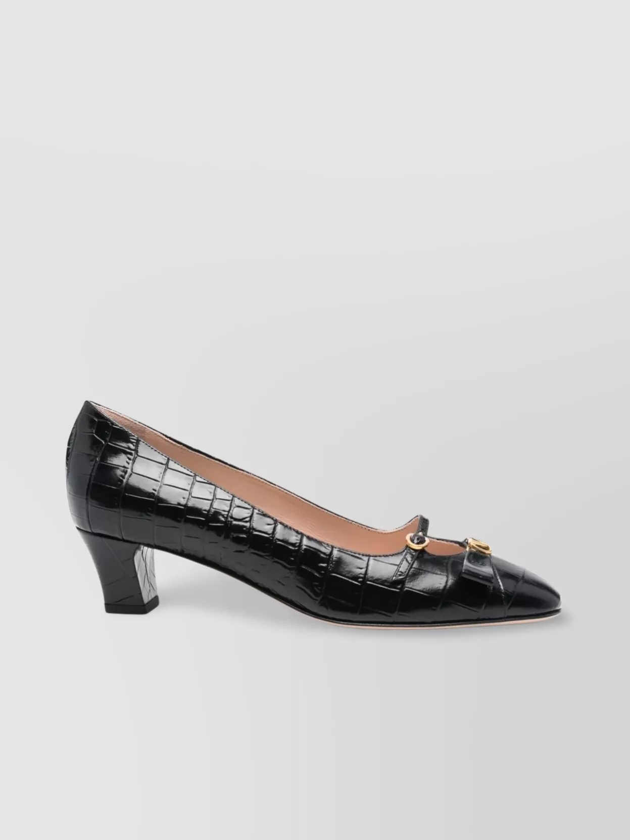 Valentino Garavani Crocodile-Embossed Leather Bowow Heels
