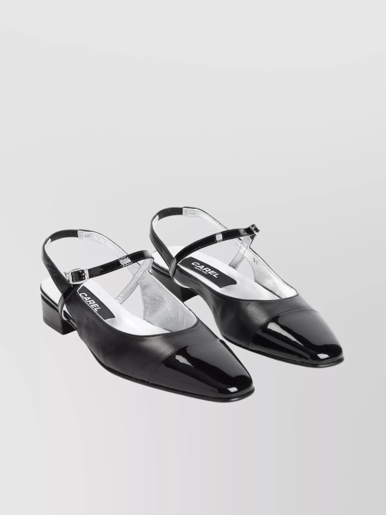 Carel Leather Almond Toe Block Heel Mules