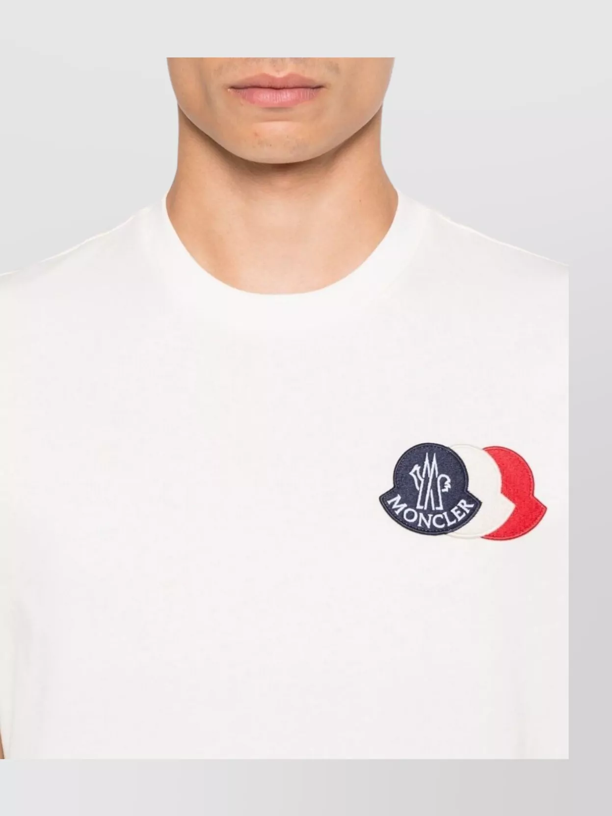 Moncler Cotton T-shirt With Ribbed Crew Neck And Signature Logo Patches In White