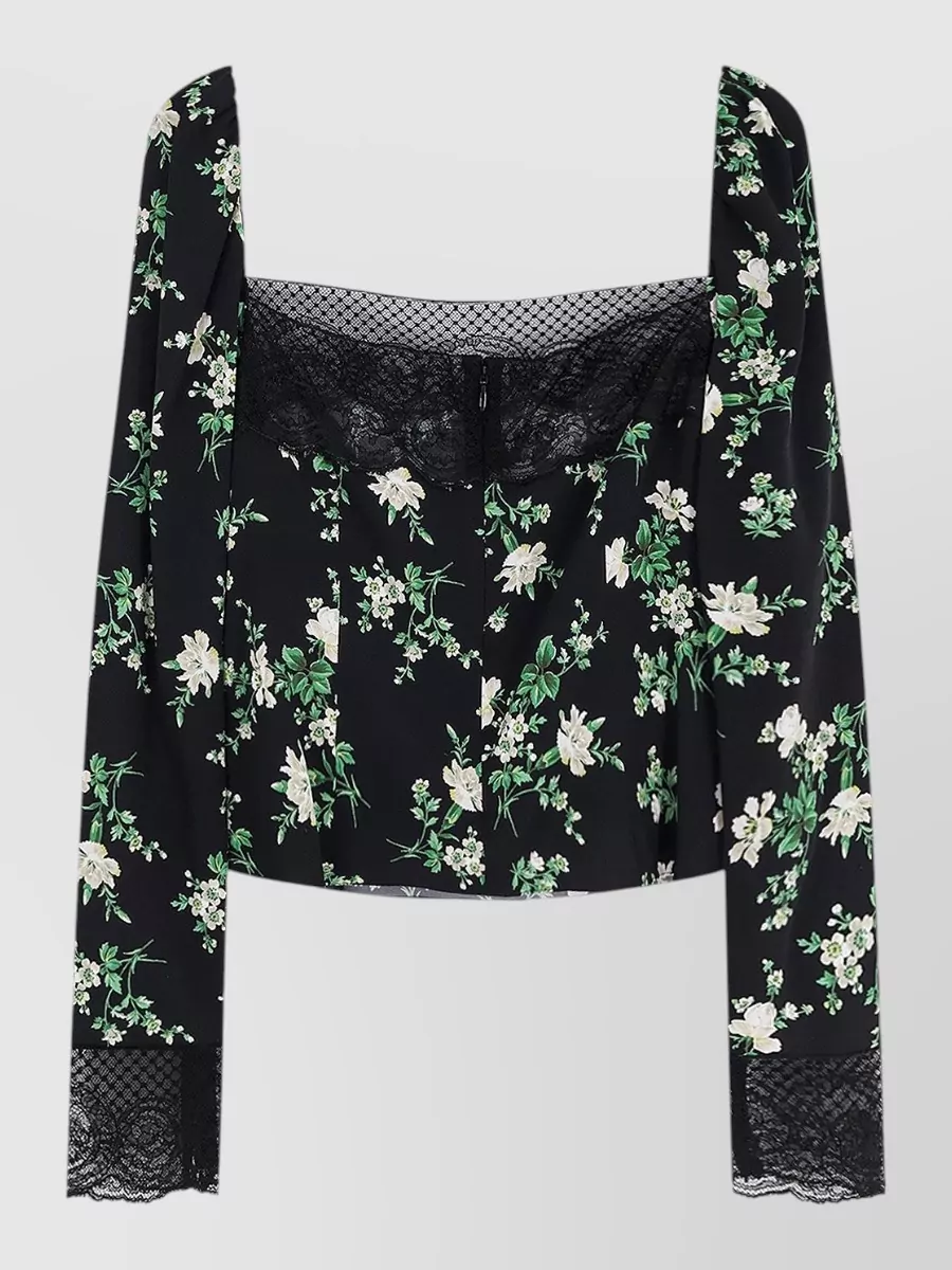 Dolce&Gabbana silk floral lace long-sleeve top