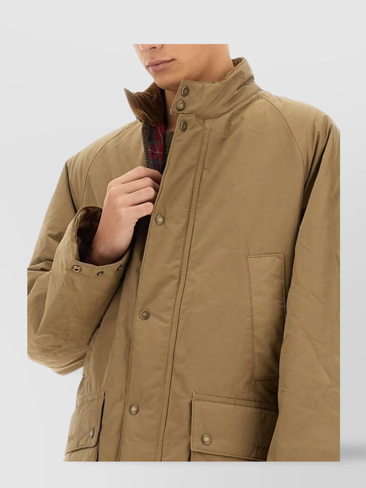 BARBOUR BEDALE JACKET WITH FLAP POCKETS AND HIGH COLLAR