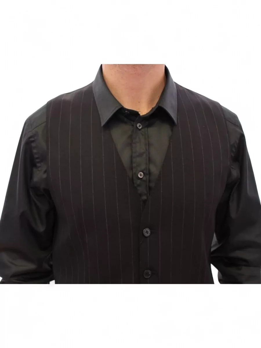 Dolce&Gabbana Striped Wool V-Neck Waistcoat