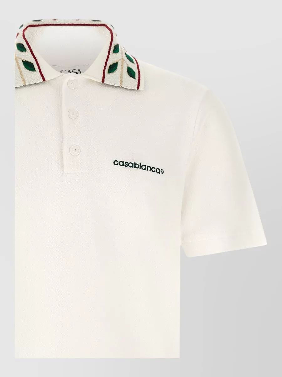 Casablanca Organic Cotton Piqué Laurel Short-Sleeve Polo Shirt