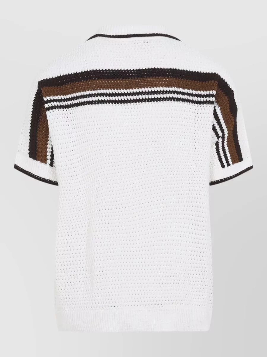 Casablanca Crochet-Knit Short-Sleeve Shirt