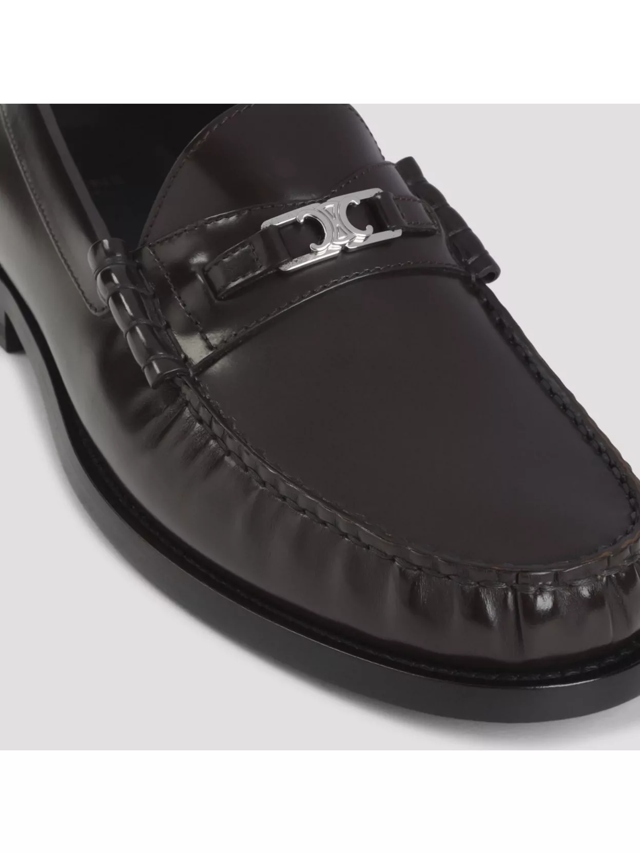 Celine Triumph Leather Metal Hardware Moc Toe Loafer