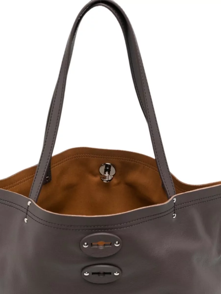 Zanellato Calf Leather Studded Shoulder Bag