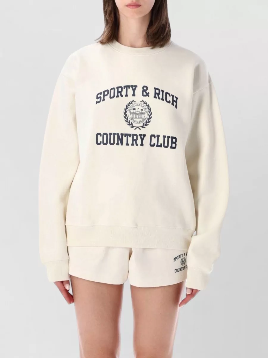 Sporty & Rich cotton oversized logo-print crewneck sweatshirt