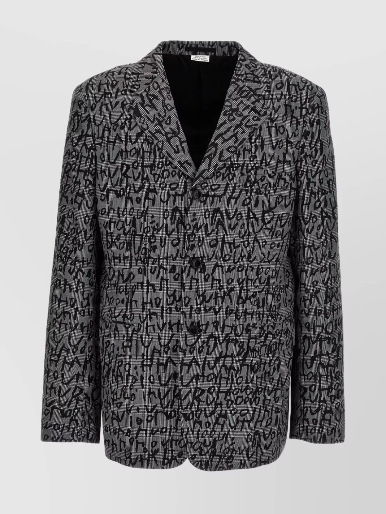 Comme Des Garçons Printed Blazer With Back Vent And Pockets In Gray