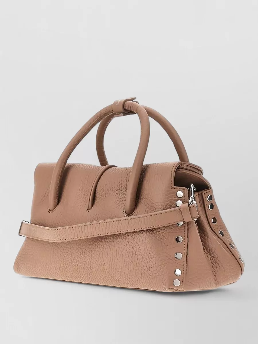 Zanellato Grained Leather Studded Tote Bag