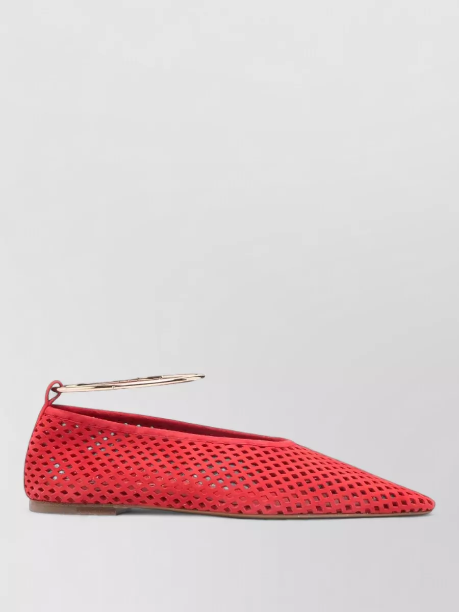 Jil Sander Ballet Flats Ankle Strap Mesh Pointed Toe