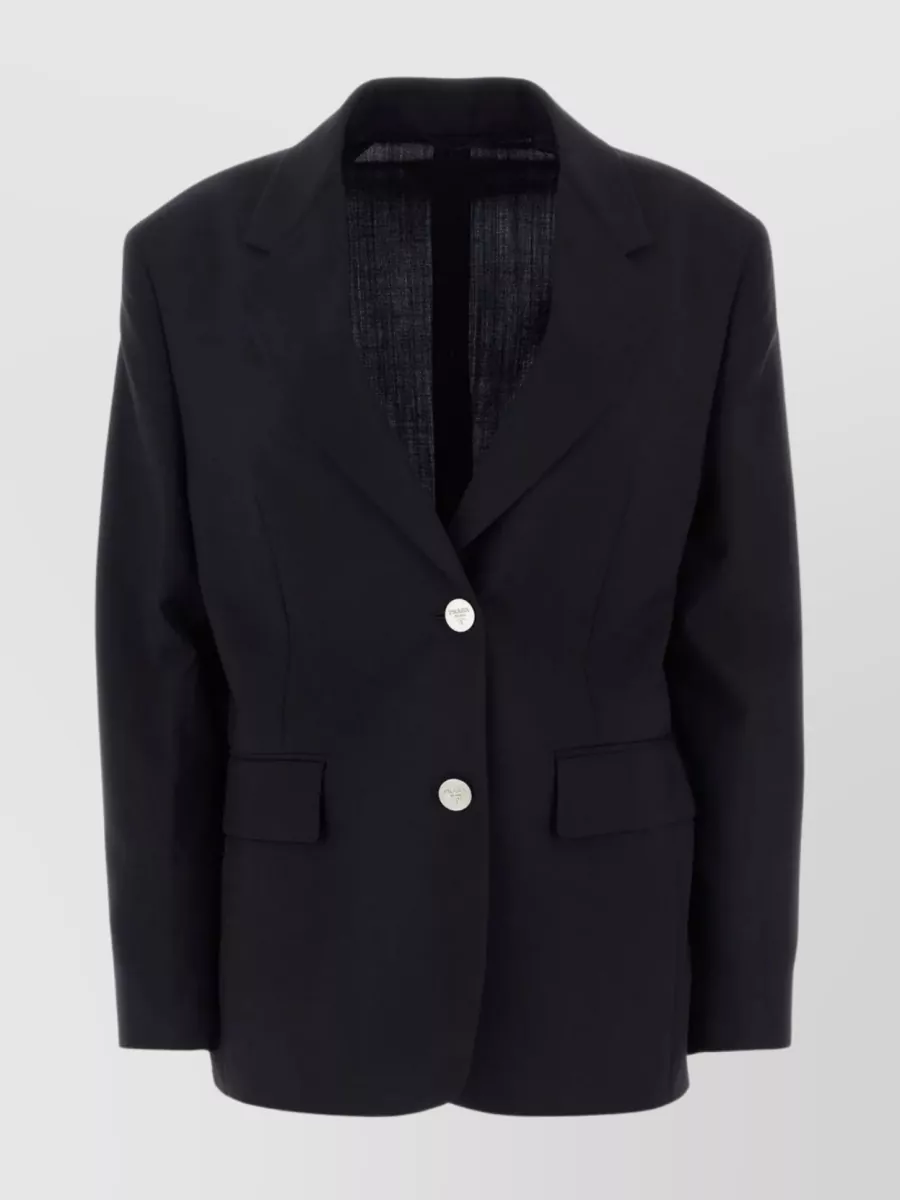 Shop Prada Tailored Double-breasted Jacket With Notch Lapels In Blue