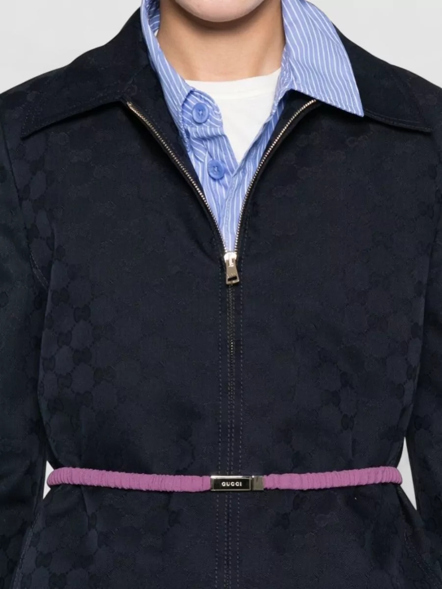 Gucci Logo Print Belted Jacket