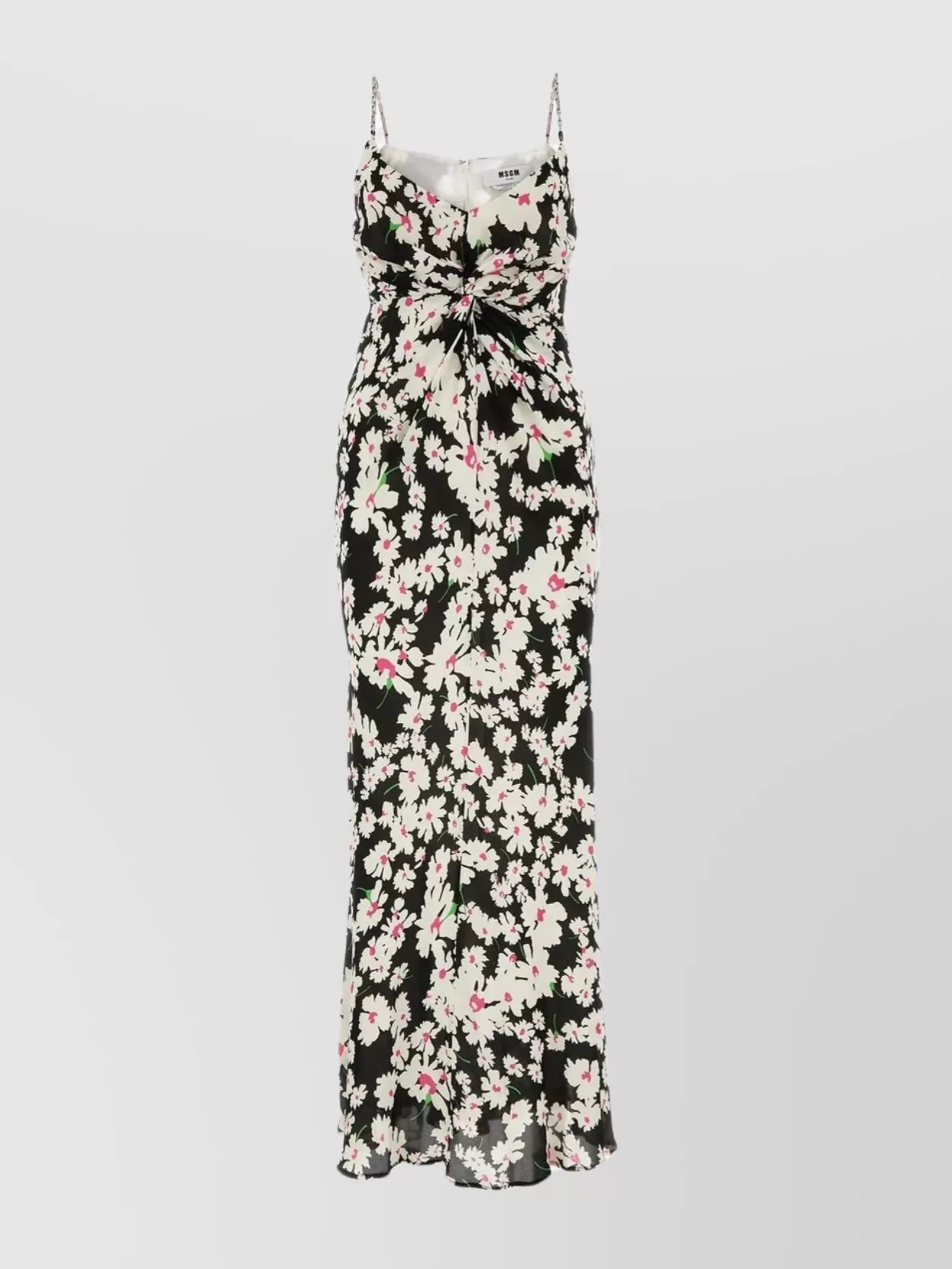 Msgm Floral-print Crepe Maxi Dress In Black