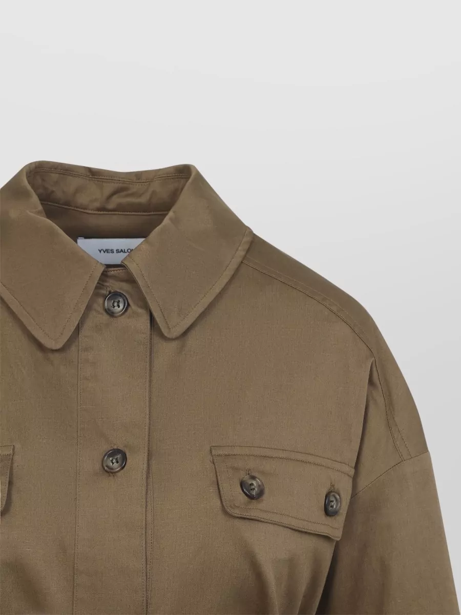 Yves Salomon Cotton Linen Belted Shirt Jacket