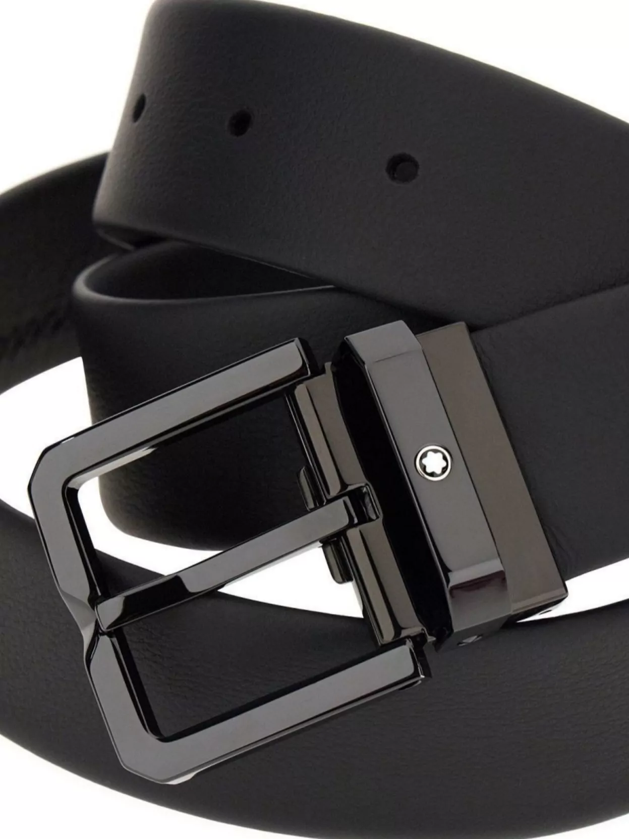 Montblanc Leather Belt With Adjustable Length And Metal Buckle