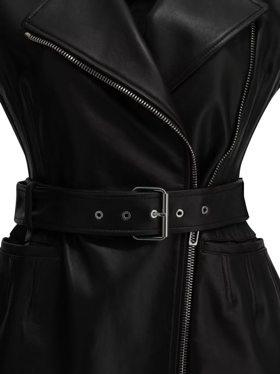 Sportmax Leather sleeveless coat