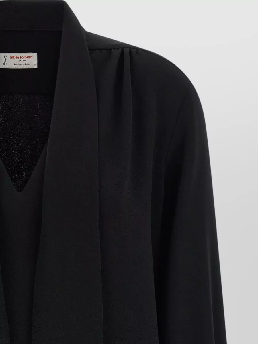 Alberto Biani V-Neck Lavallière Long-Sleeve Blouse
