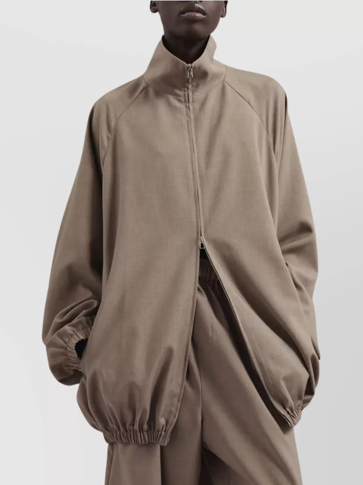 The Frankie Shop Houndstooth Track Jacket High Collar In Neutral